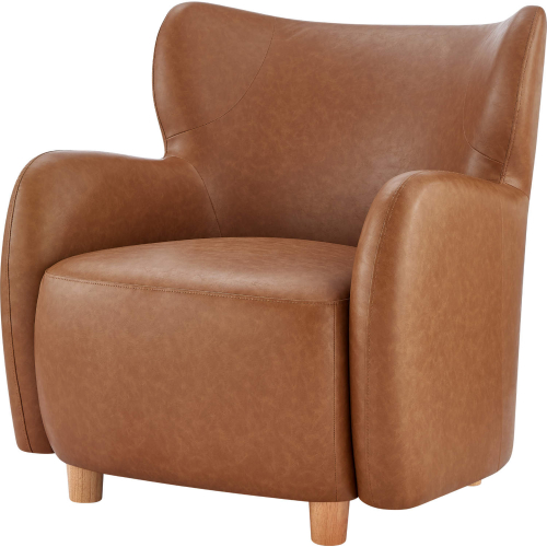Tiffany Accent Arm Chair in Cider Brown Leatherette & Honey Wood
